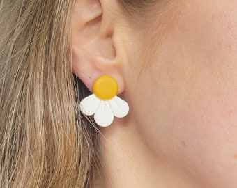 Petal Studs | Handmade Polymer Clay Earrings | Daisy Flower Stud Earrings | Hypoallergenic Titanium | Lightweight | Spring Summer Floral