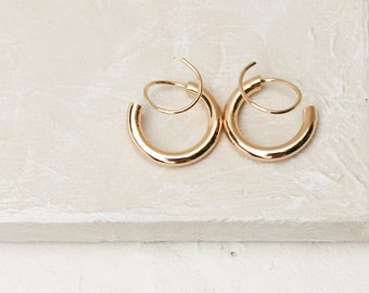 Gold Double Twist Spiral Hoops | Chunky | Illusion | Hypoallergenic