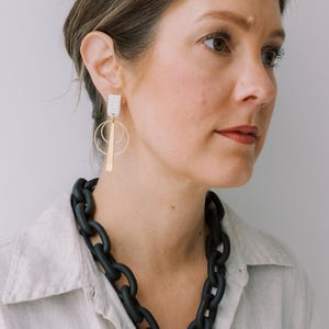 Modern Handmade Polymer Clay and Brass Earrings |  Lightweight, Hypoallergenic with Titanium Posts