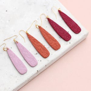 Handmade Minimalist Drop Earrings Gold Ear Wire Hook | Hypoallergenic Lightweight Polymer Clay