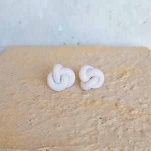 Knot Studs | Polymer Clay Earrings | Handmade Neutral Minimalist Modern Capsule Gift for Her Hypoallergenic Titanium Posts
