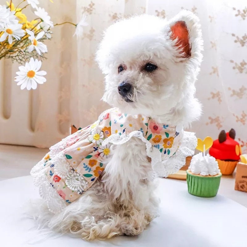 FLORAL DOG DRESS Summer Dog Princess Dress Handmade Pet | Etsy