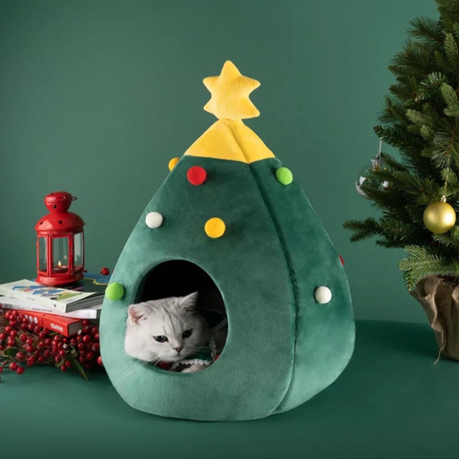 CHRISTMAS PET BED Plush Pet Bed Cat Cave Dog Bed Etsy