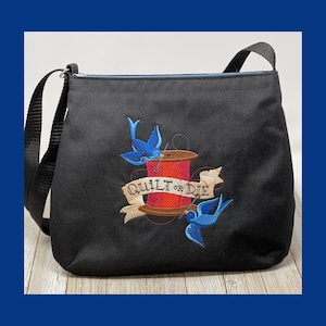 Quilt or die- bolso cruzado bordado único. ¡Gran regalo para quilters!