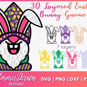 3D LAYERED EASTER BUNNY Gnome Svg Design, 3D Svg, Easter Gnome Svg, 3d Gnome Svg
