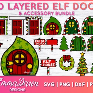 3D Elf Door and Accessory SVG Bundle - Holiday Craft Cut Files for Cricut & Silhouette, DIY Christmas Decorations, Instant Download