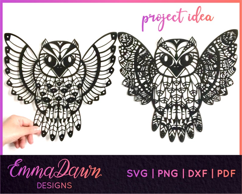 Download 2 FEATHERED OWL MANDALA / Zentangle Designs Svg Png Dxf ...