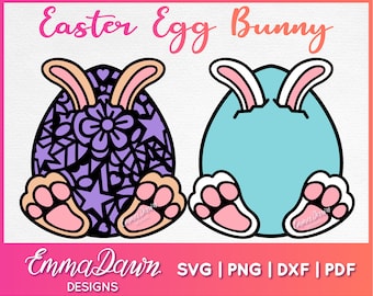 EASTER EGG BUNNY Svg 2 Mandala / Zentangle Designs, Easter Bunny Svg, Easter Egg Svg, Cute Bunny Svg