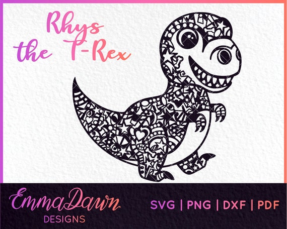 Download Rhys The T Rex Dinosaur Mandala Zentangle Design Svg Png Etsy