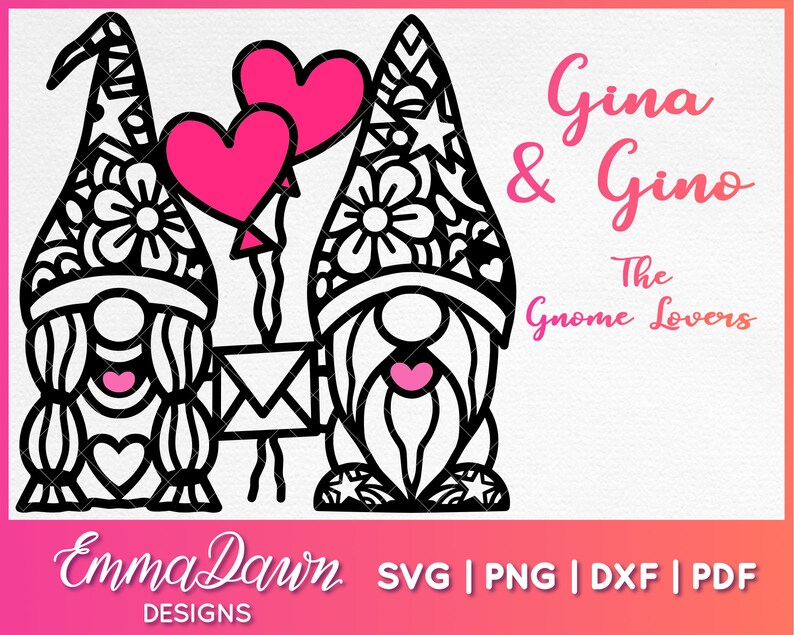 Download GINA and GINO The Gnome Lovers Svg Valentines Day Mandala ...