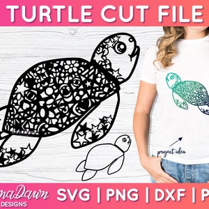 Turtle SVG for Cricut & Silhouette, Turtle Mandala SVG, Sea Turtle Zentangle Cut File,  Cute Turtle Svg, Png, Dxf, Pdf, Fcm Digital Download