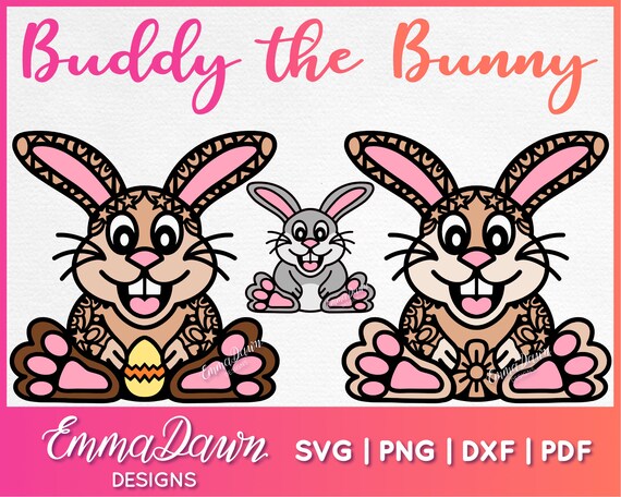 Easter Svg Easter Bunny Svg Cute Bunny Svg BUDDY The BUNNY SVG 4 Mandala / Zentangle Designs