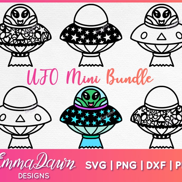 UFO SVG Bundle, Flying Saucer Svg, Space Ship Svg, UFO Silhouette Svg, Cute Alien Ship Svg, Ufo Svg File For Cricut