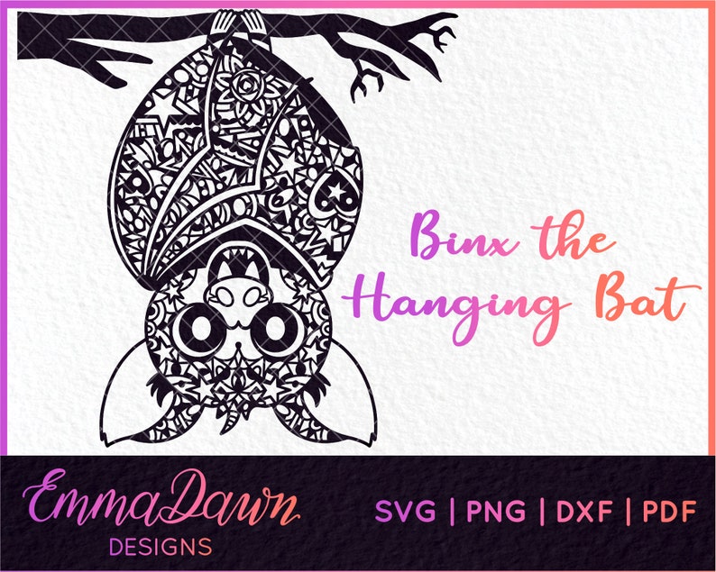 Download BINX the HANGING BAT Mandala / Zentangle Halloween Design ...