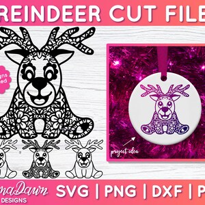 Reindeer SVG Mandala Zentangle Design - Intricate Holiday Animal Cut File for Cricut & Silhouette, Festive DIY Crafts, Instant Download