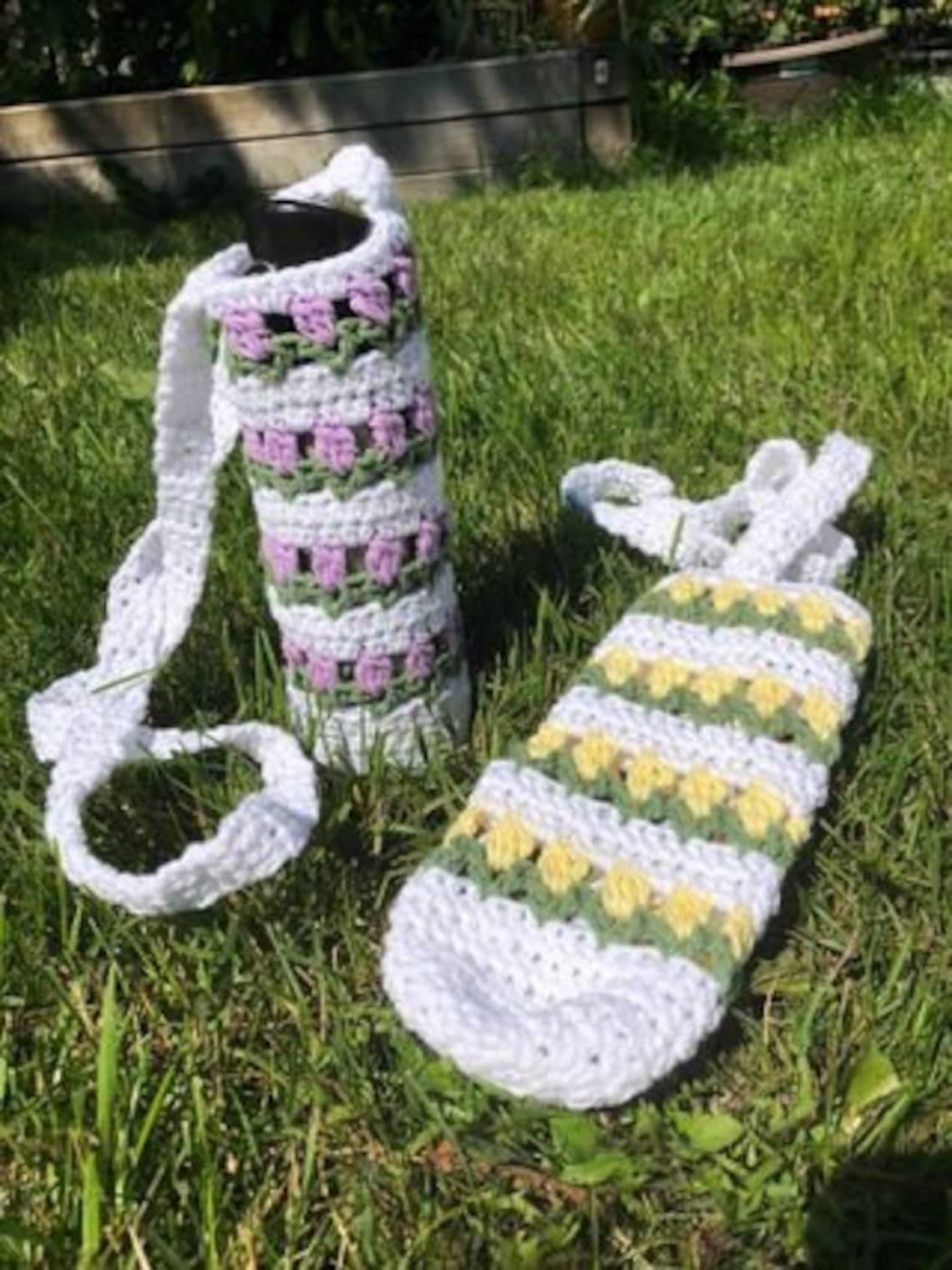 Crochet Tulip Water Bottle Holder/water Bottle Sling Etsy