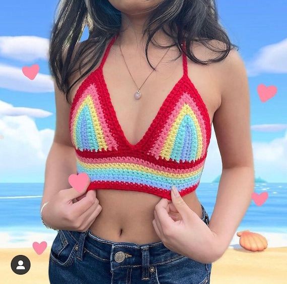 DIGITAL Crochet Pattern Only Rainbow Halter Top/shirt//crochet