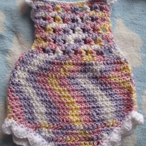Crochet Spring Baby Set, romperbonnet ready to ship image 2