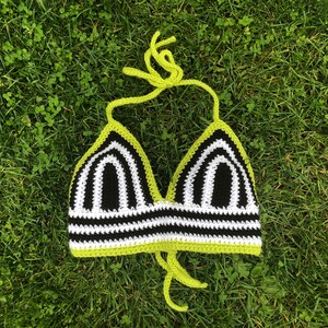 CUSTOM - Beetlejuice Crochet Top, Pick Your Size, Crochet Crop Top, Crochet Bikini Top, Halter Top, Festival Top, Festival Crop Top