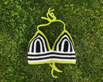 CUSTOM - Beetlejuice Crochet Top, Pick Your Size, Crochet Crop Top, Crochet Bikini Top, Halter Top, Festival Top, Festival Crop Top