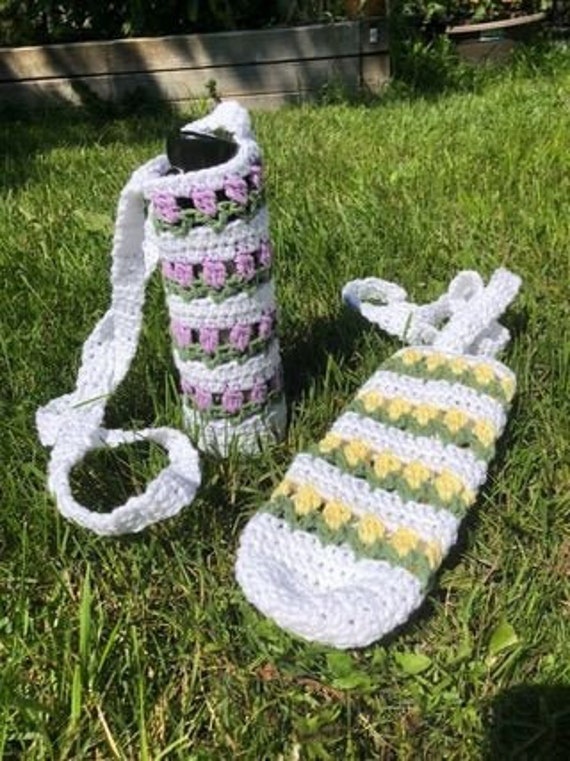 Tulip Water Bottle Holder: Crochet pattern