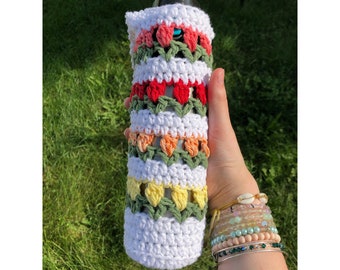 Crochet Tulip Water Bottle Holder/Water Bottle Sling