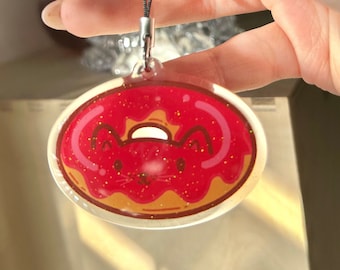 Donut cat acrylic keychain kawaii cat design