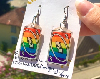 One rainbow reverse card earrings