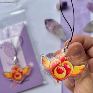 Sailor Moon charms, pretty guardian Sailor Moon, acrylic keychain, kawaii, anime, sailormoon brooch, moon stick, crescent moon wand