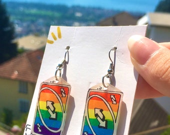 Uno Reverse Card Non Binary Earrings Etsy
