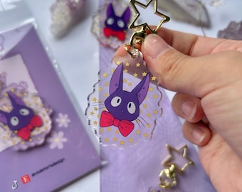 Kawaii cute acrylic keychains, studio Ghibli gadget, Jiji the cat, Kiki&#39;s delivery service, cute charms, Kiki home deliveries, cat love