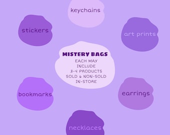 Mystery bags/oopsie bags - Mystery bag, blind bag, Grab bag, cute stickers, cute stickers, jewelry and bookmarks