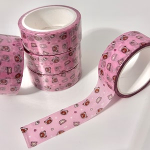 Cinta washi, lindo whisky, kawaii, Rilakkuma, lindo papelería, artículos para diario, álbumes de recortes, artículos para diario Rilakkuma light pink