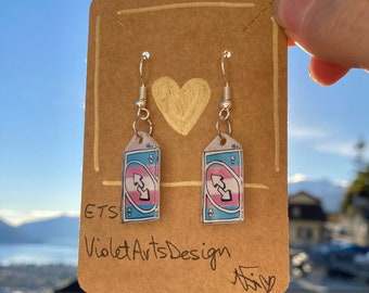 One transgender reverse card earrings