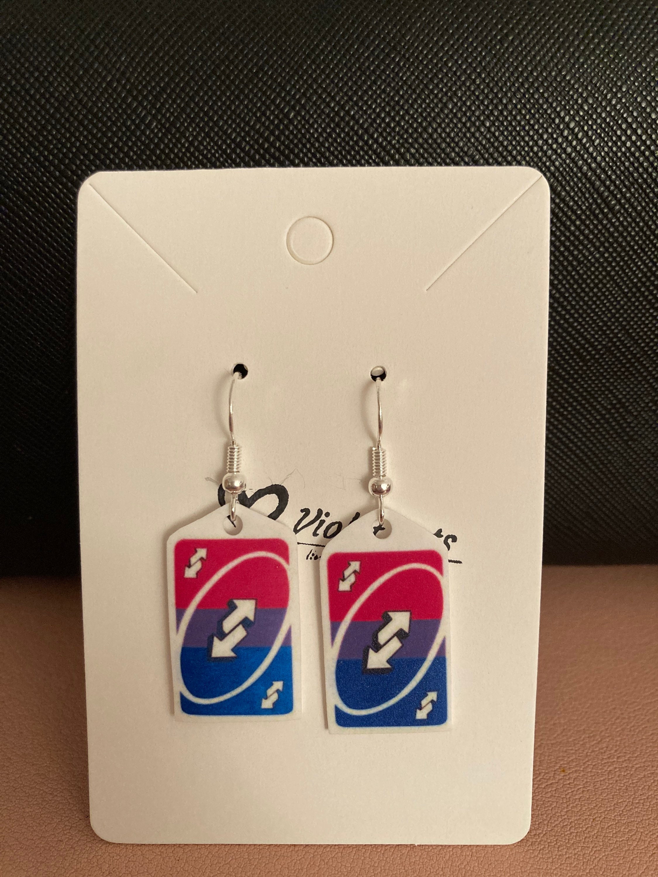 uno reverse card shrinky dink earrings 💗 • - Depop