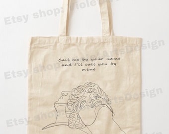 Call me by your name (cmbyn) tote bag, fine line design, hand drawing tote bag, light cotton tote, cute spring bag, lgbt, Elio and Oliver
