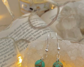 Turquoise round beads earrings