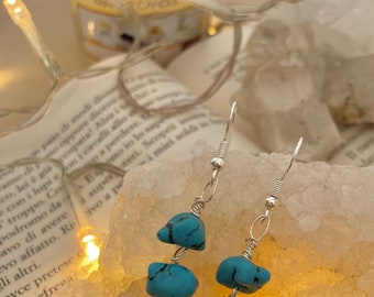 Double turquoise beads earrings