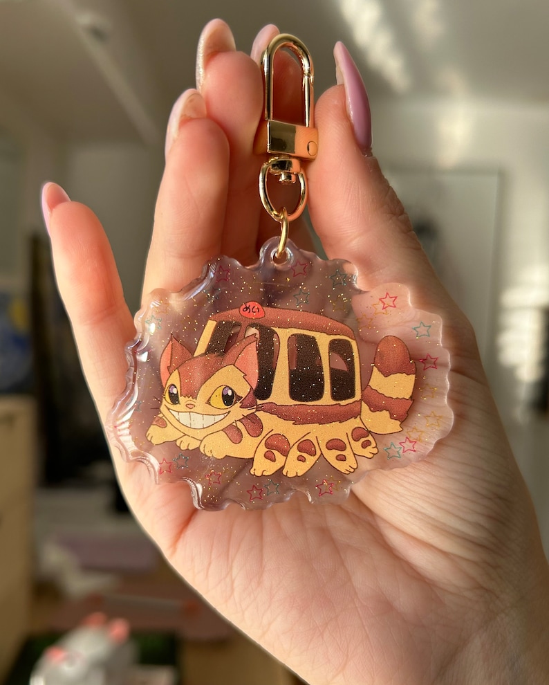 Moving Keychain Kawaii Cute Acrylic Keychains, Studio Ghibli Gadget, Totoro, Sprite ...