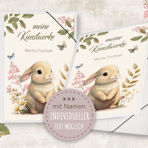 Zeichenmappe A4 o. A3 Kindergarten Mappe personalisiert Namen Sweet Babie Hase - Meine Kunstwerke Erinnerungsmappe Sammelmappe Junge Mädchen