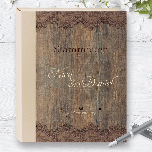 Personalized Family Register Kayo Rustic Family Register Family Register A5 A4 Wedding Wooden Country House