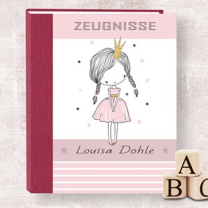 Zeugnismappe mit Name personalisiert Little Princess A4 Schule Schulbeginn Schulkind Prinzessin