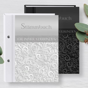 Stammbuch der Familie A5 A4 Ornament Stammbücher klassisch Familienstammbuch Hochzeit Grau Schwarz
