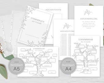 Family book contents A5 and A4 in ring mechanism or screw mechanism for OUR family book sample pages