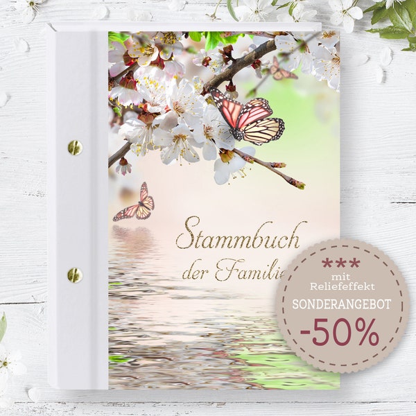 Ausverkauf -50 % Stammbuch der Familie A5 A4 Papillon Familienstammbuch Stammbücher Hochzeit Schmetterling Reliefeffect