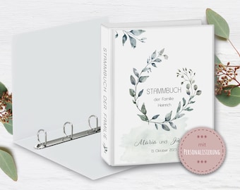 Stammbuch der Familie mit Name Stammbuchmappe grün Greenero  A5 A4 Stammbücher personalisiert Hochzeit Trauung