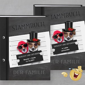 Stammbuch personalisiert Dog Wanted A5 A4, Familienstammbuch, Stammbuch der Familie Hochzeit, Heiratsurkunde, Stammbücher witzig Hund