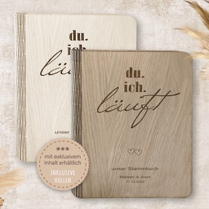 Stammbuch der Familie personalisiert aus Holz A5 A4 Idula Stammbücher Holz Holzbuch handgefertigt ICH DU Läuft