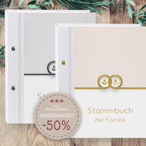 Ausverkauf -50 % Stammbuch der Familie A5 A4 Connect Familienstammbuch Klassisch Eheringe Ring Reliefeffect