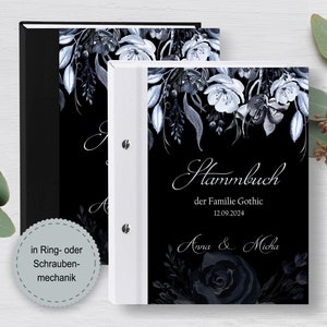 Stammbuch der Familie Gothic A5 A4 Stammbücher personalisiert handgefertigt Schwarz Weiß Floral